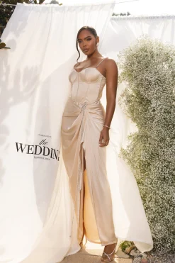 JLUXLABEL Champagne Leo Matte Satin Bustier