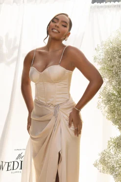 JLUXLABEL Champagne Leo Matte Satin Bustier