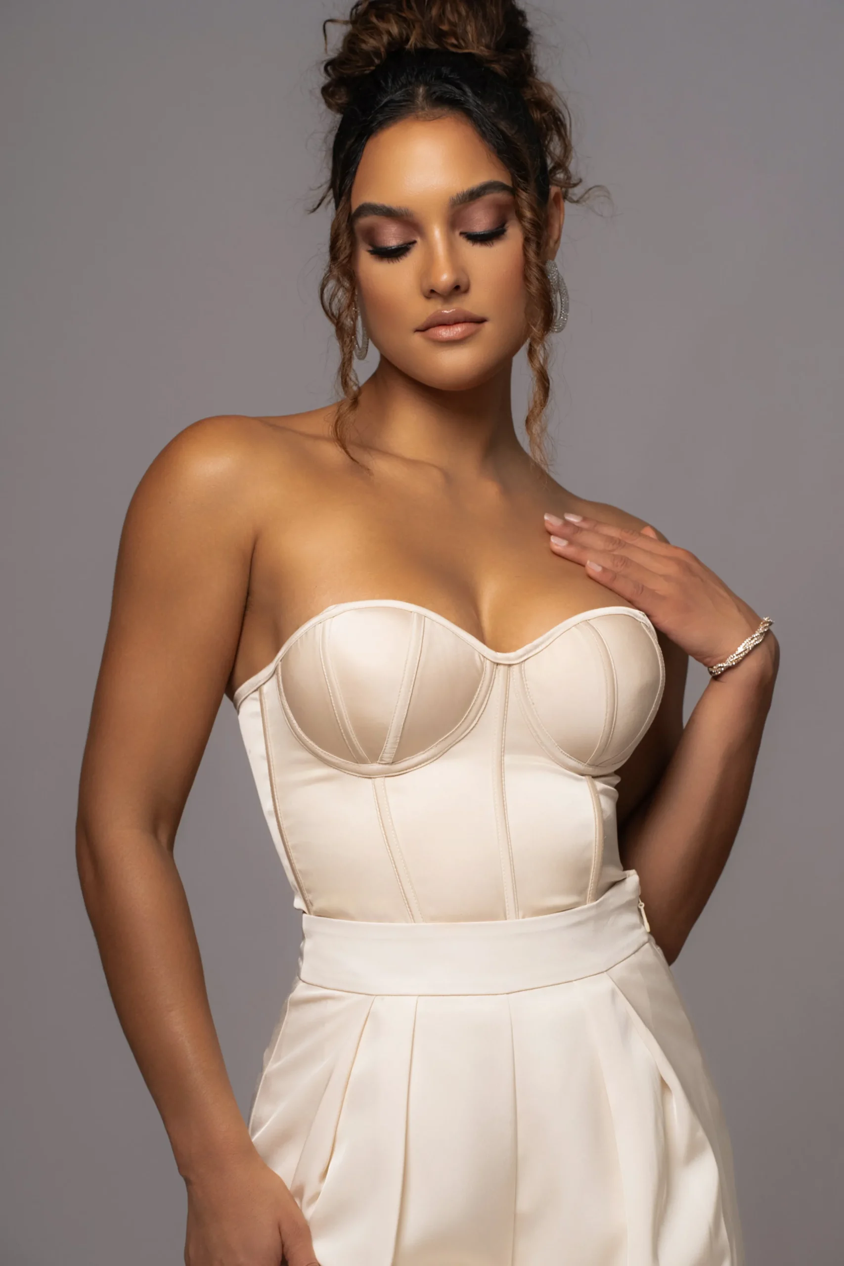 JLUXLABEL Champagne Leo Matte Satin Bustier