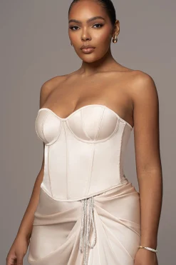 JLUXLABEL Champagne Leo Matte Satin Bustier