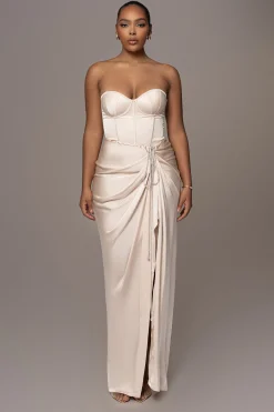 JLUXLABEL Champagne Leo Matte Satin Bustier