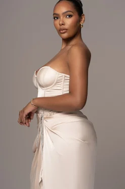 JLUXLABEL Champagne Leo Matte Satin Bustier