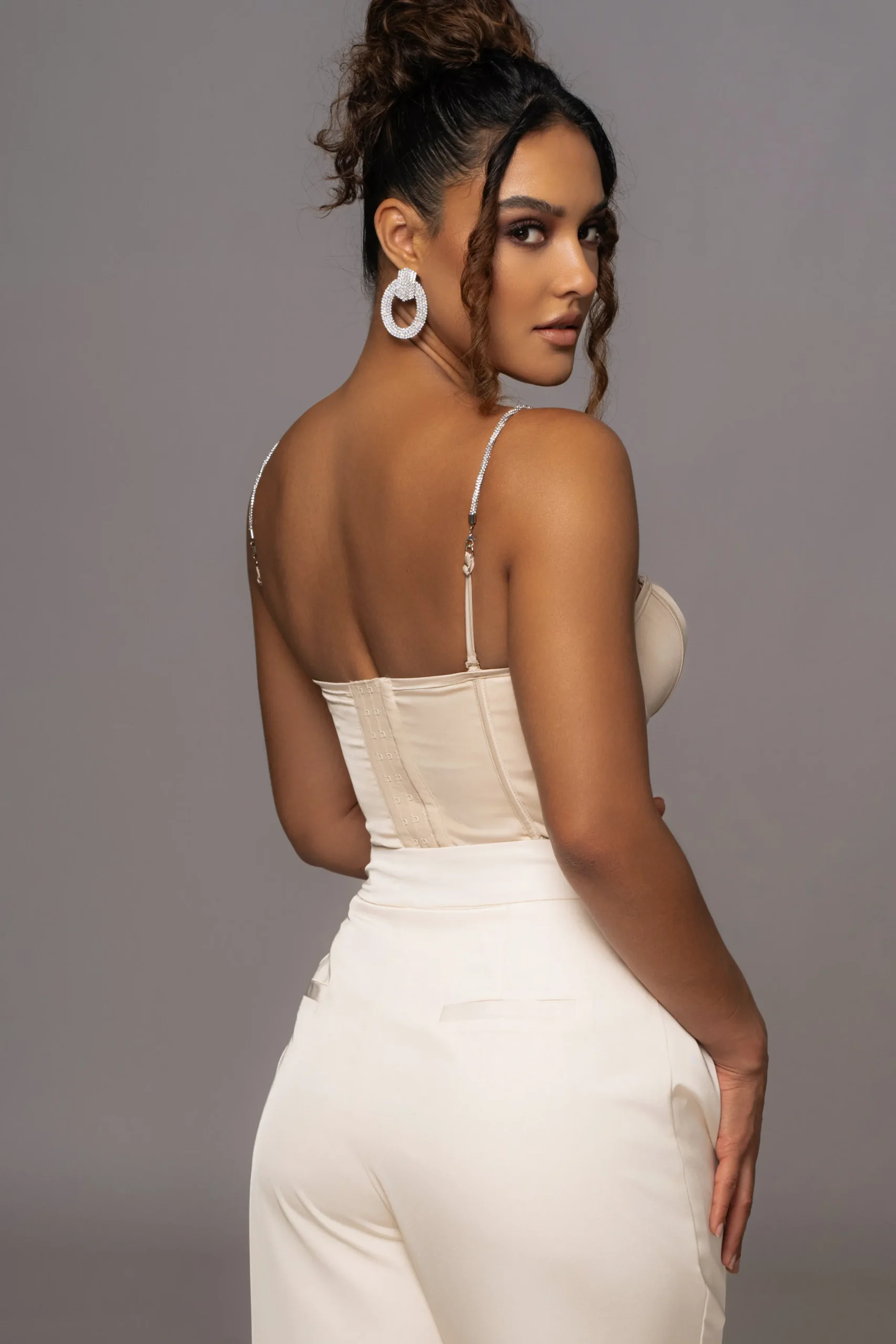 JLUXLABEL Champagne Leo Matte Satin Bustier