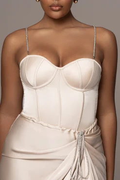 JLUXLABEL Champagne Leo Matte Satin Bustier
