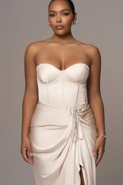 JLUXLABEL Champagne Leo Matte Satin Bustier