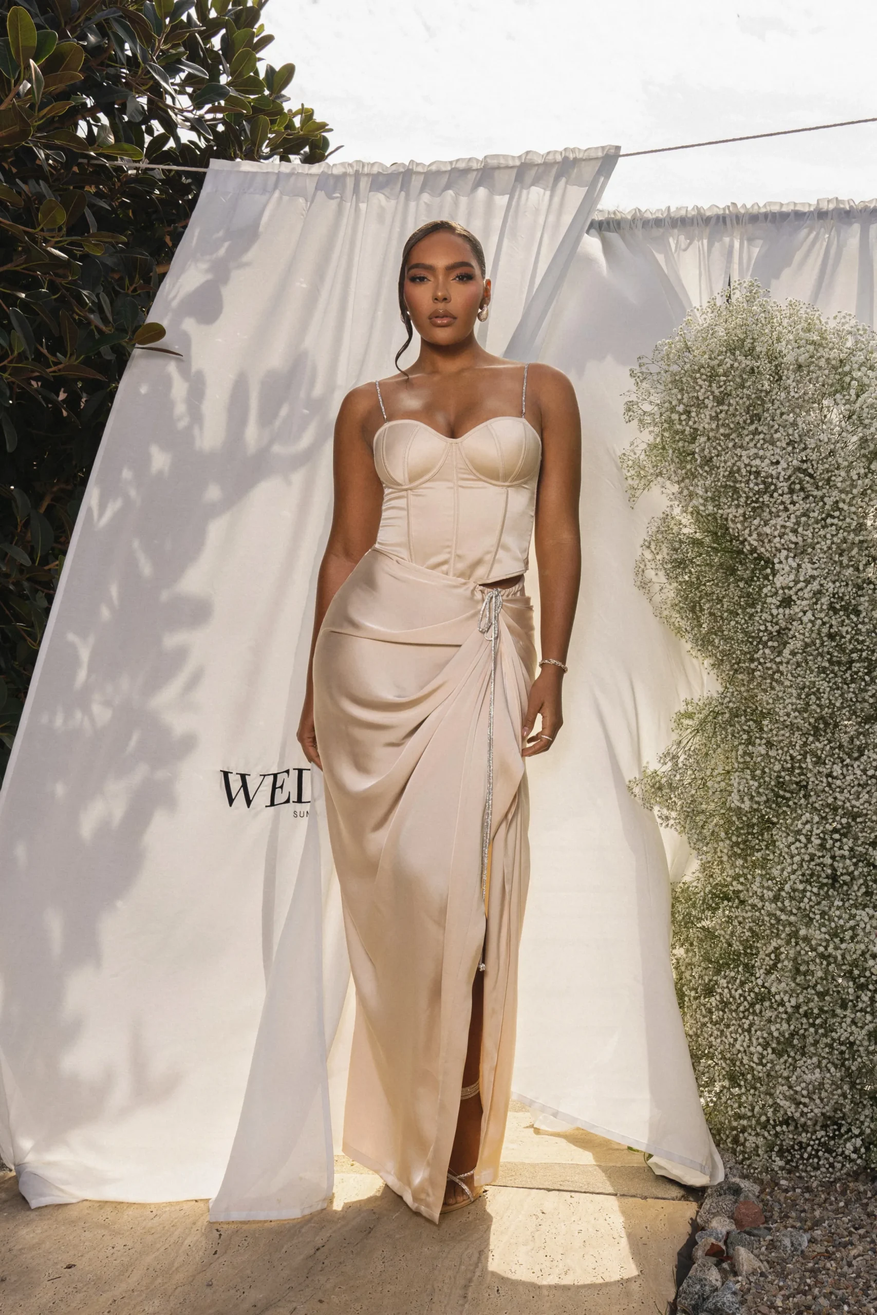 JLUXLABEL Champagne Leo Matte Satin Bustier