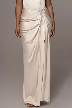 JLUXLABEL Champagne Olea Satin Skirt