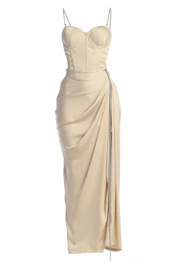 JLUXLABEL Champagne Olea Satin Skirt