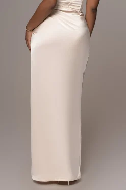 JLUXLABEL Champagne Olea Satin Skirt