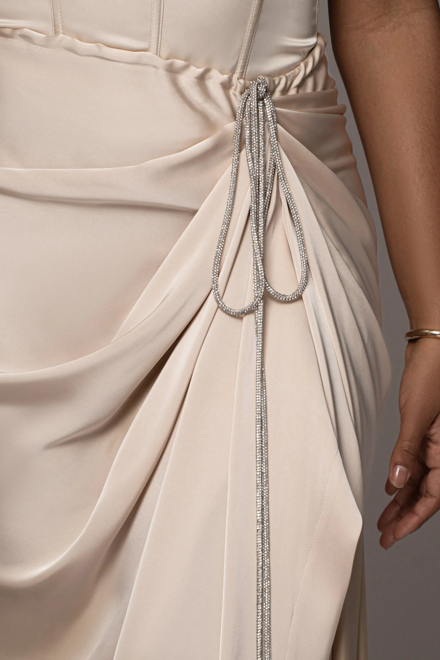 JLUXLABEL Champagne Olea Satin Skirt