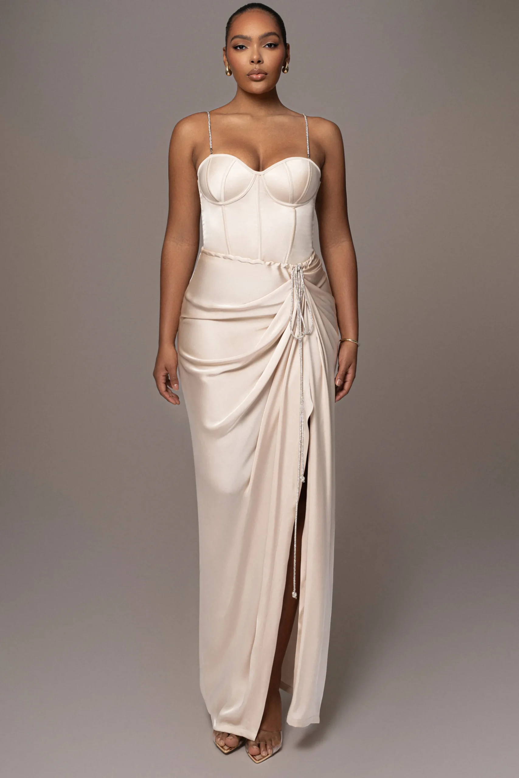 JLUXLABEL Champagne Olea Satin Skirt