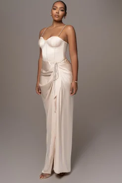 JLUXLABEL Champagne Olea Satin Skirt
