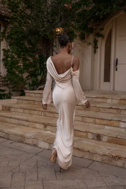 JLUXLABEL Champagne One And Only Satin Dress
