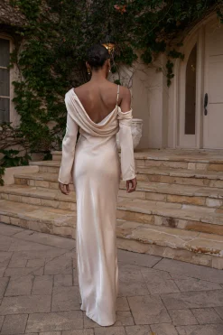 JLUXLABEL Champagne One And Only Satin Dress