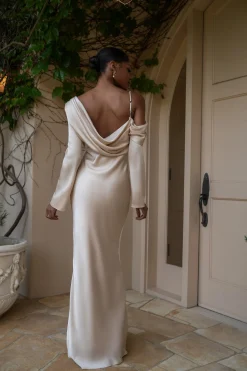 JLUXLABEL Champagne One And Only Satin Dress