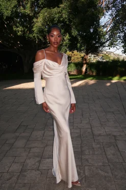 JLUXLABEL Champagne One And Only Satin Dress