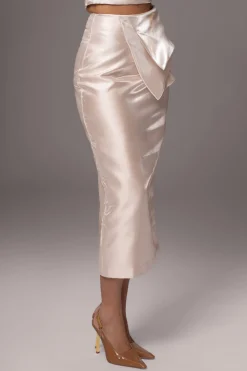 JLUXLABEL Champagne Reception Pleated Midi Skirt