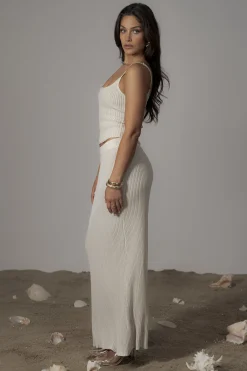 JLUXLABEL Champagne Serena Ribbed Skirt Set