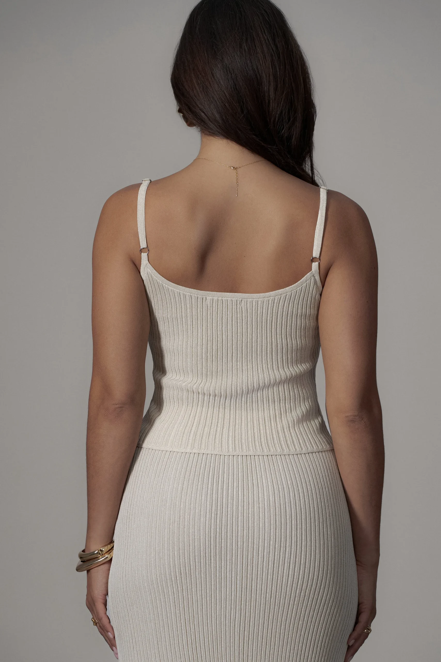 JLUXLABEL Champagne Serena Ribbed Skirt Set