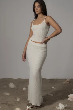 JLUXLABEL Champagne Serena Ribbed Skirt Set
