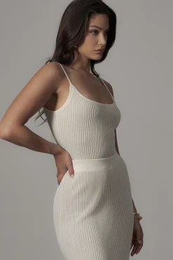 JLUXLABEL Champagne Serena Ribbed Skirt Set