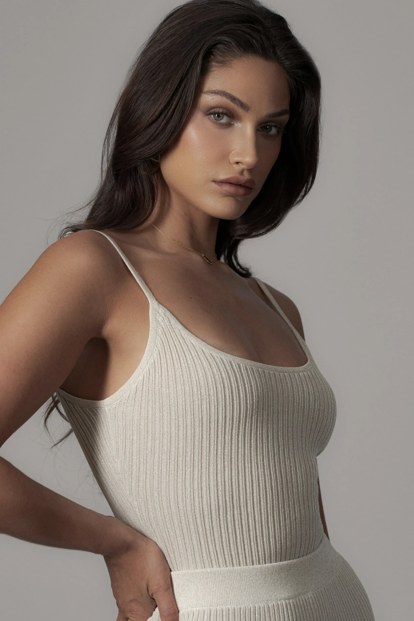 JLUXLABEL Champagne Serena Ribbed Skirt Set
