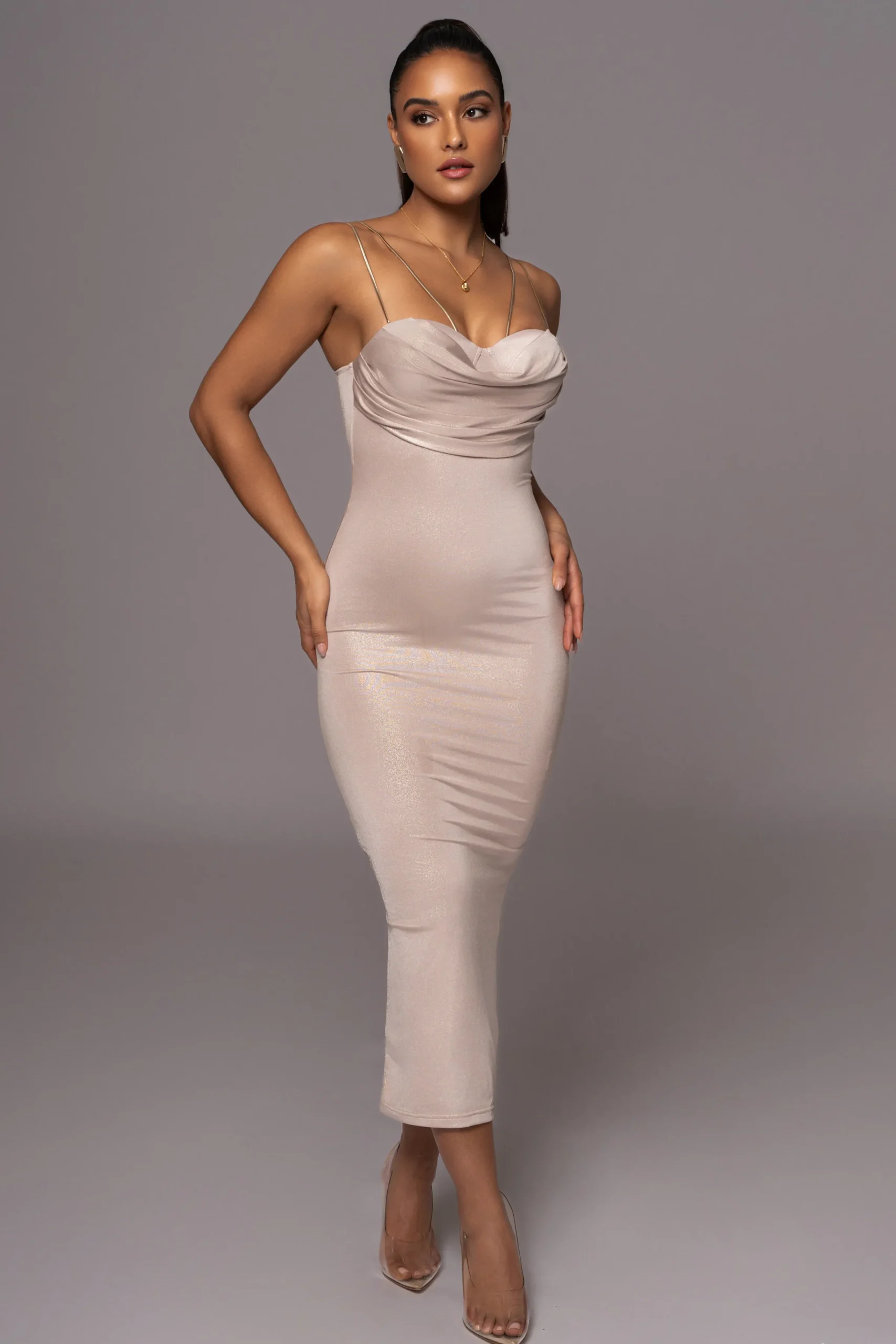 JLUXLABEL Champagne Visions Of You Midi Dress