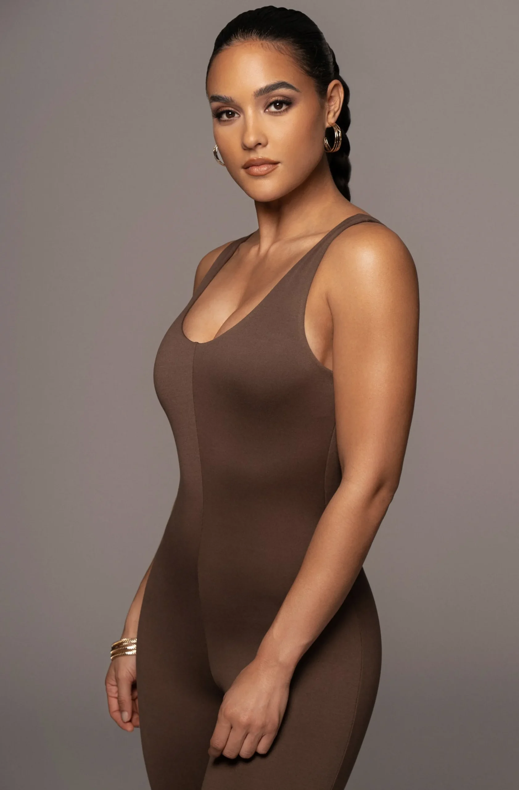 JLUXLABEL Chocolate Alo Double Layer Jumpsuit
