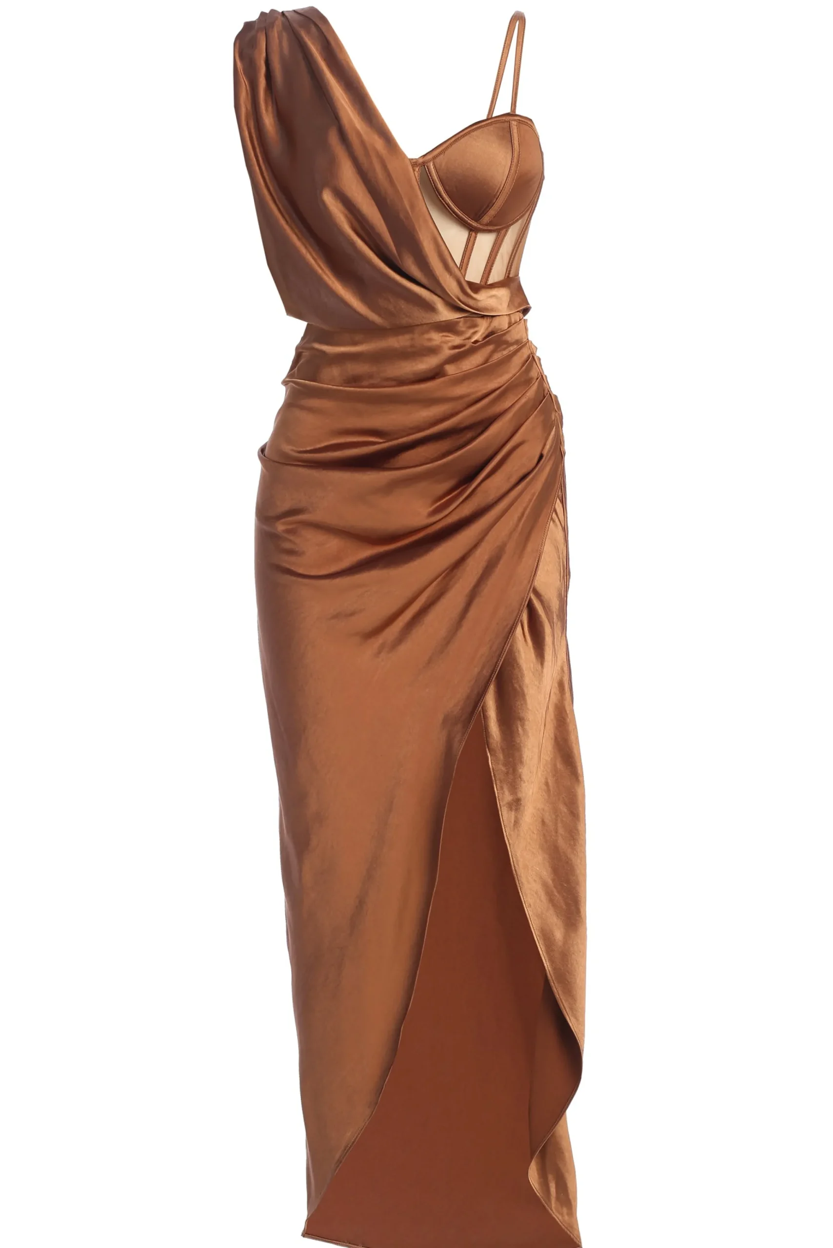 JLUXLABEL Chocolate Anastacia Drape Maxi Dress