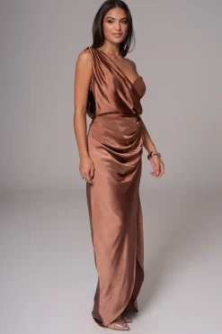 JLUXLABEL Chocolate Anastacia Drape Maxi Dress