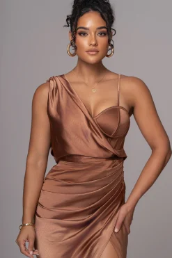 JLUXLABEL Chocolate Anastacia Drape Maxi Dress