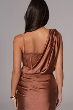 JLUXLABEL Chocolate Anastacia Drape Maxi Dress