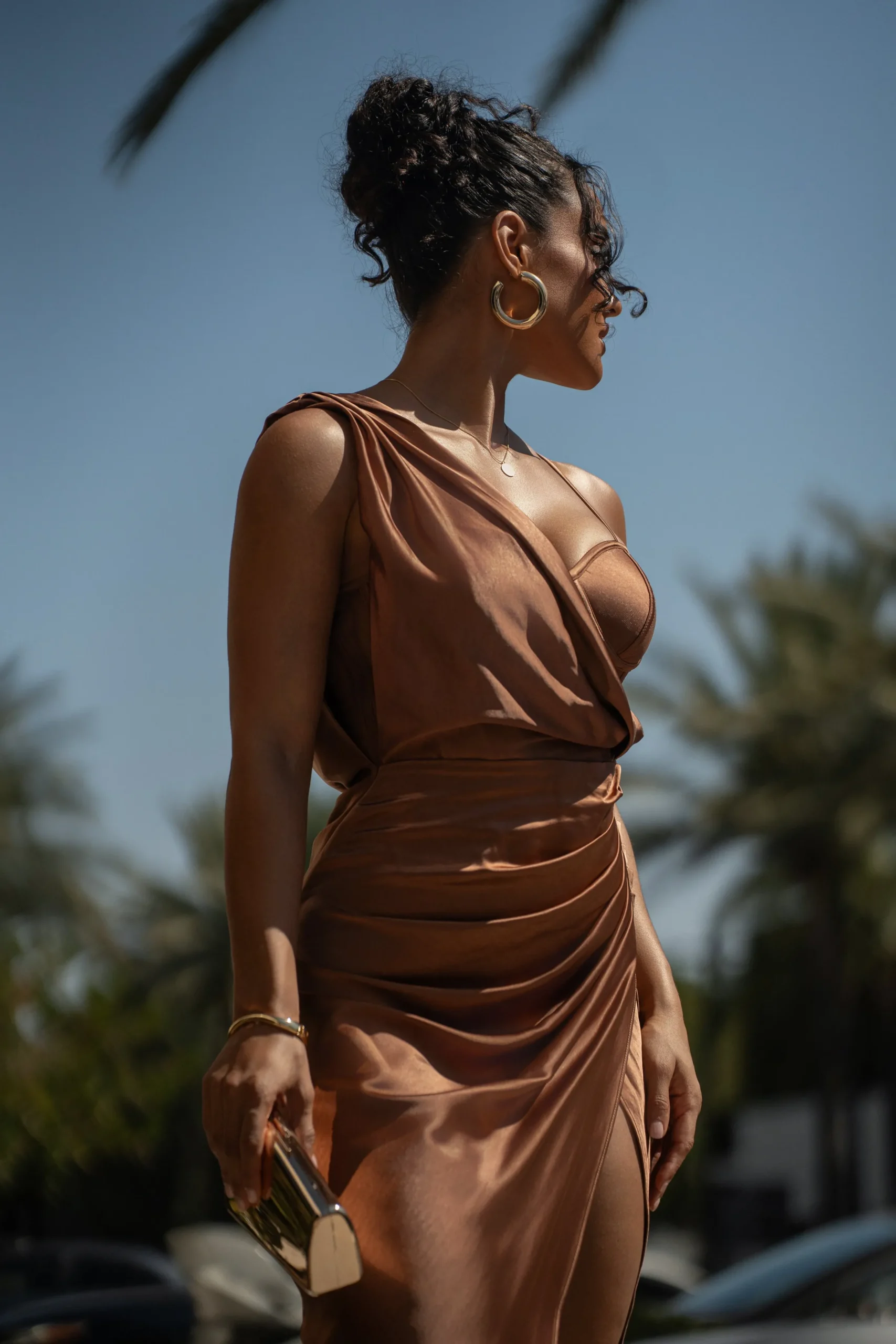 JLUXLABEL Chocolate Anastacia Drape Maxi Dress