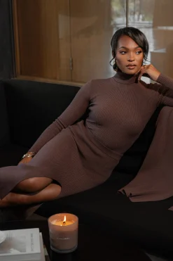 JLUXLABEL Chocolate Arlett Turtleneck Bodysuit