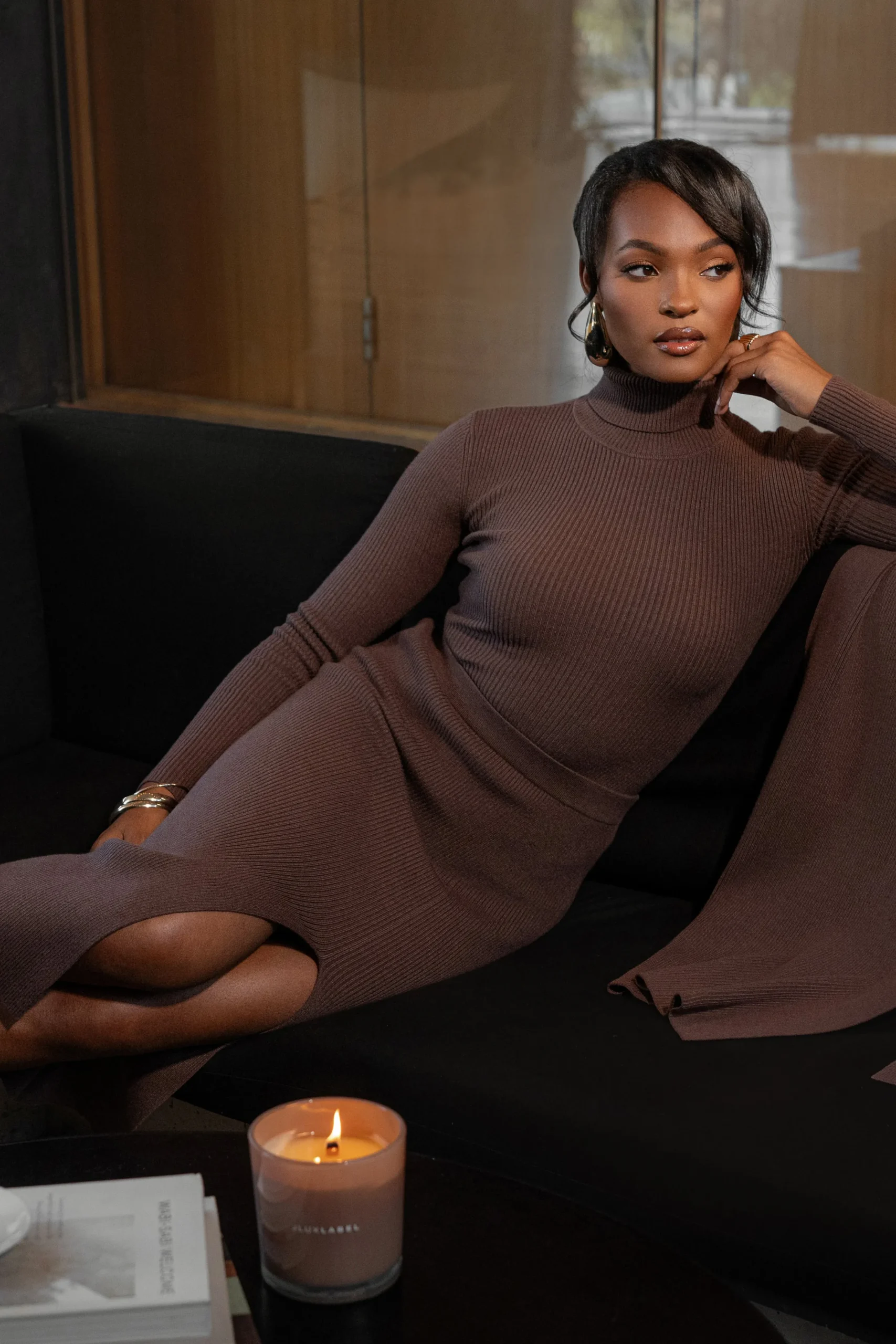 JLUXLABEL Chocolate Arlett Turtleneck Bodysuit