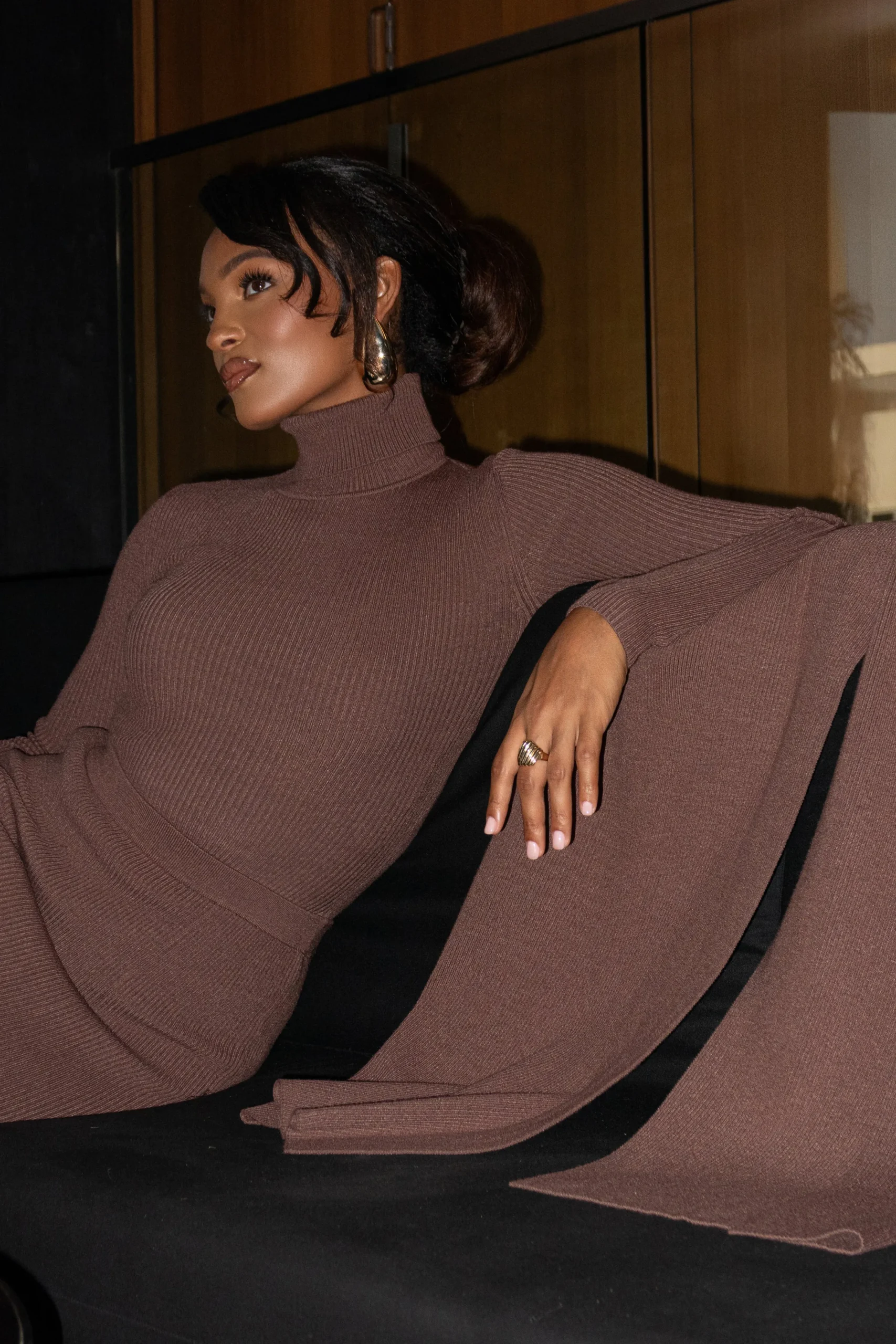 JLUXLABEL Chocolate Arlett Turtleneck Bodysuit