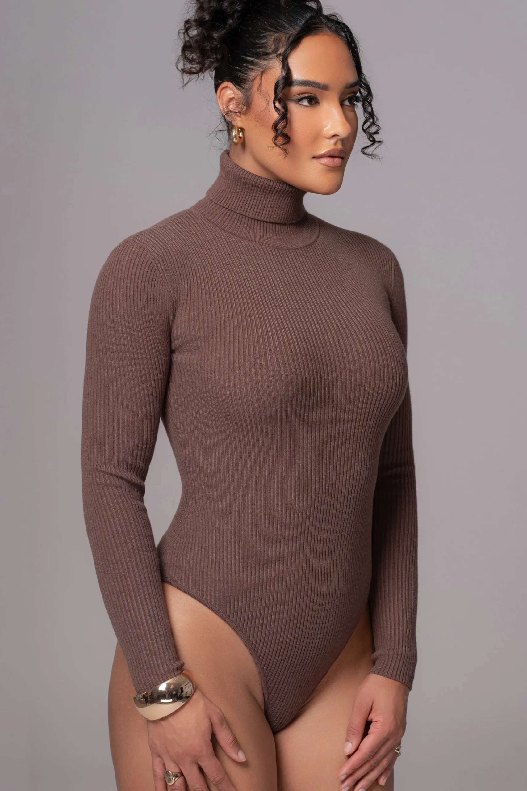 JLUXLABEL Chocolate Arlett Turtleneck Bodysuit