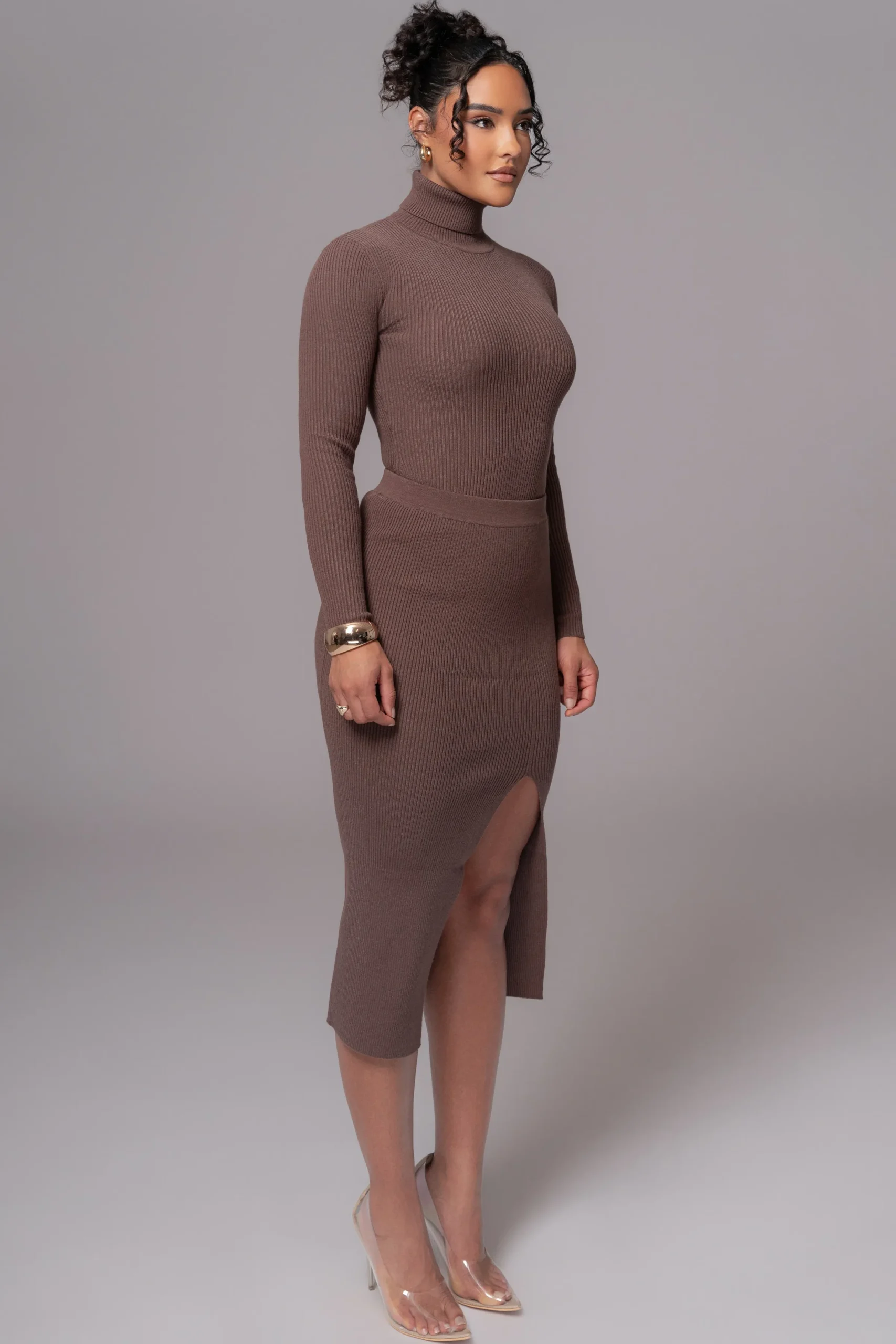 JLUXLABEL Chocolate Cardinal Essential Knit Skirt