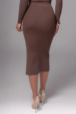 JLUXLABEL Chocolate Cardinal Essential Knit Skirt