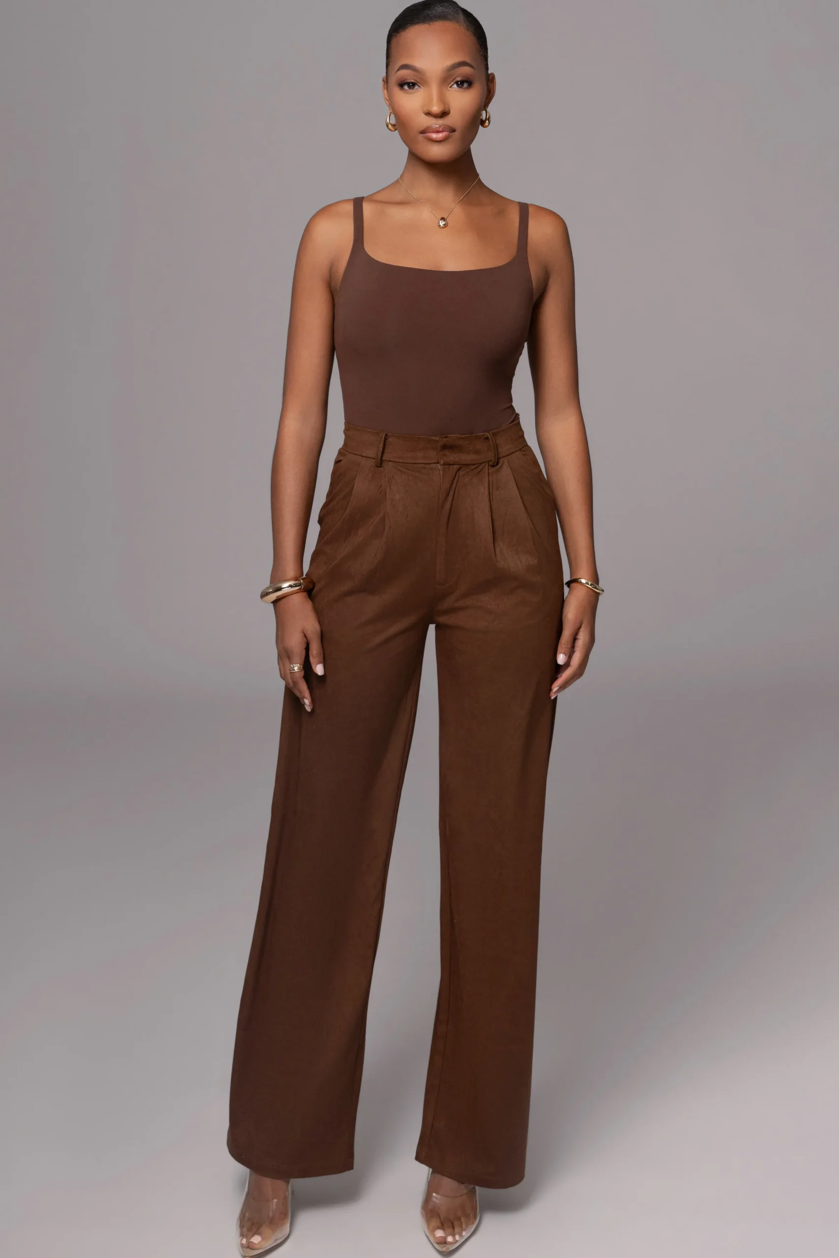 JLUXLABEL Chocolate Classic High Rise Trousers