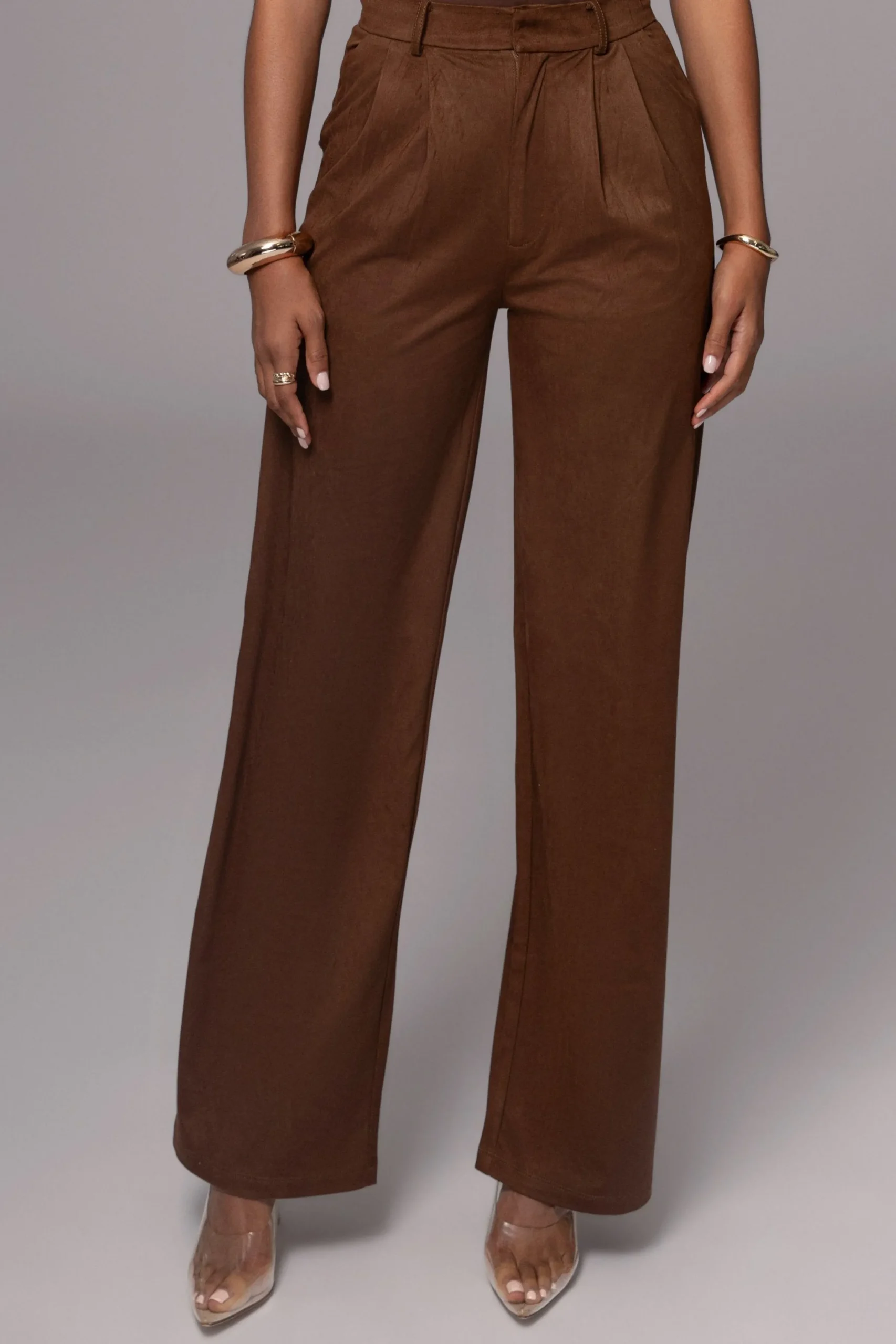 JLUXLABEL Chocolate Classic High Rise Trousers