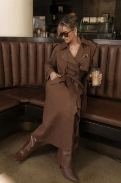 JLUXLABEL Chocolate Elite Suede Coat