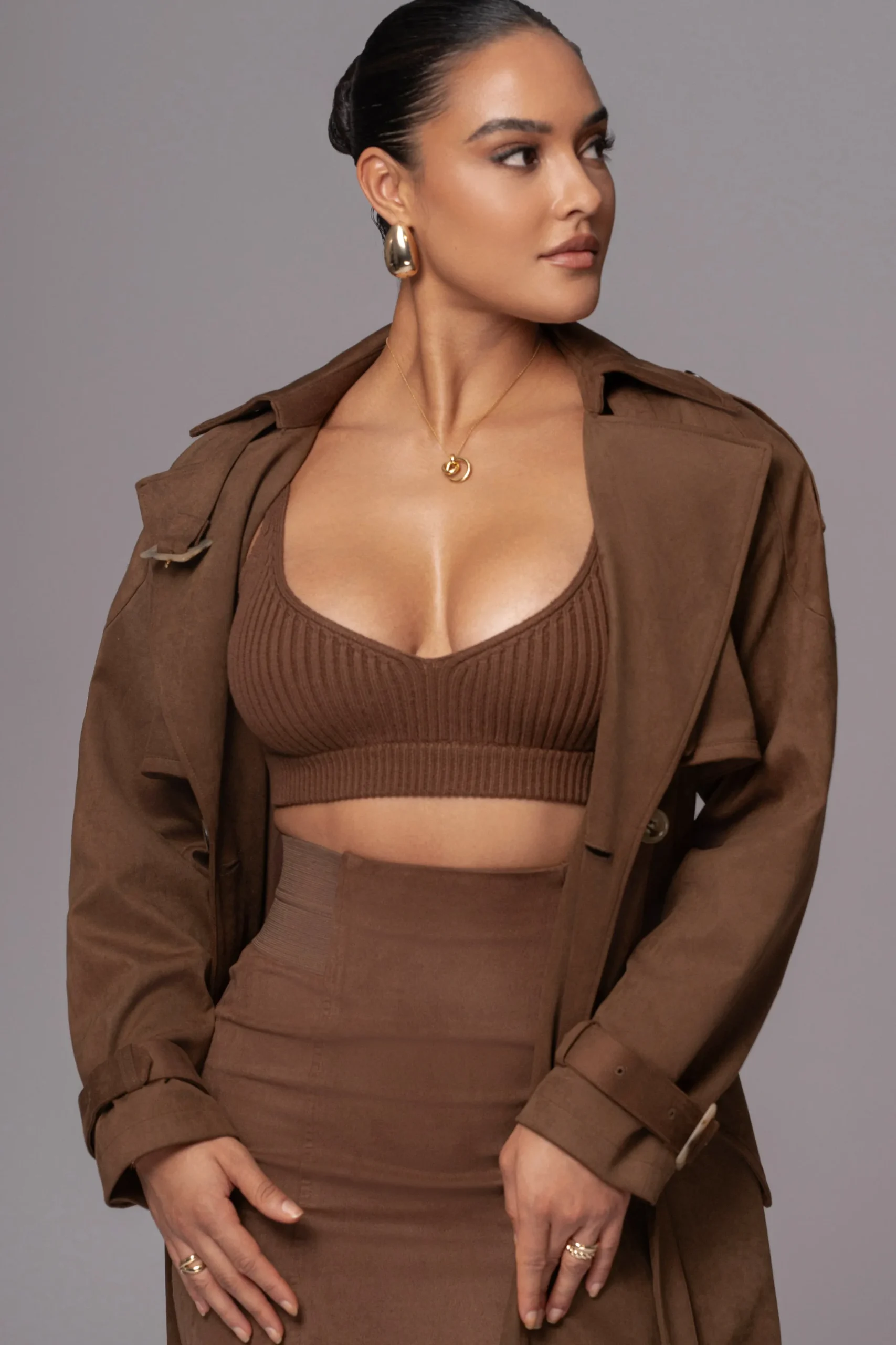 JLUXLABEL Chocolate Elite Suede Coat