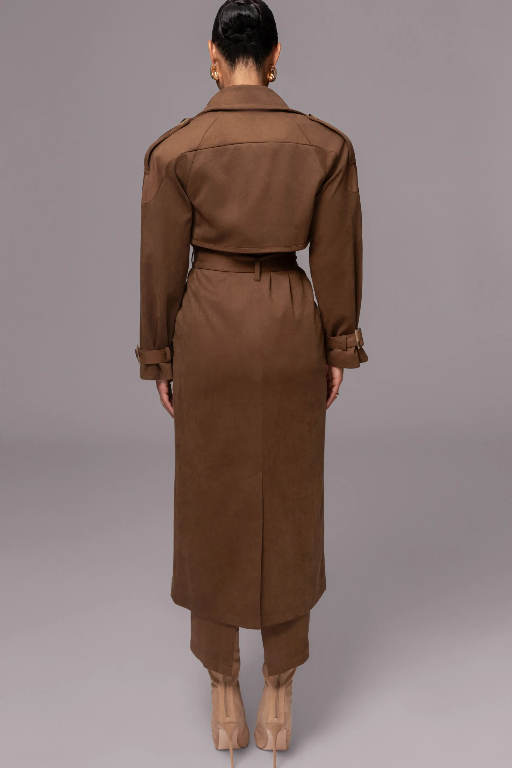 JLUXLABEL Chocolate Elite Suede Coat