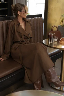 JLUXLABEL Chocolate Elite Suede Coat