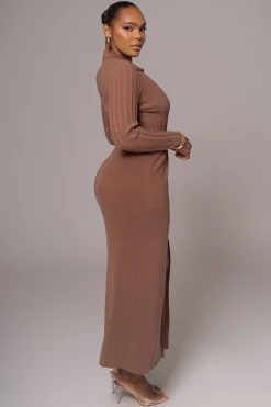 JLUXLABEL Chocolate Emma Knit Maxi Dress