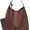 JLUXLABEL Chocolate Faux Leather Bag Set