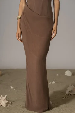 JLUXLABEL Chocolate Journey Linen Maxi Dress