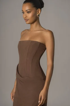 JLUXLABEL Chocolate Journey Linen Maxi Dress