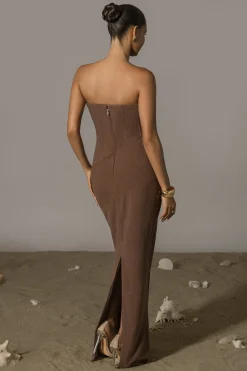 JLUXLABEL Chocolate Journey Linen Maxi Dress